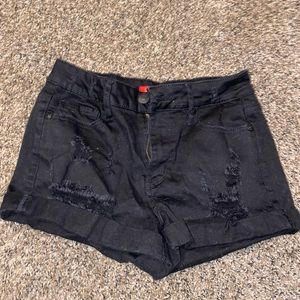 black jean shorts